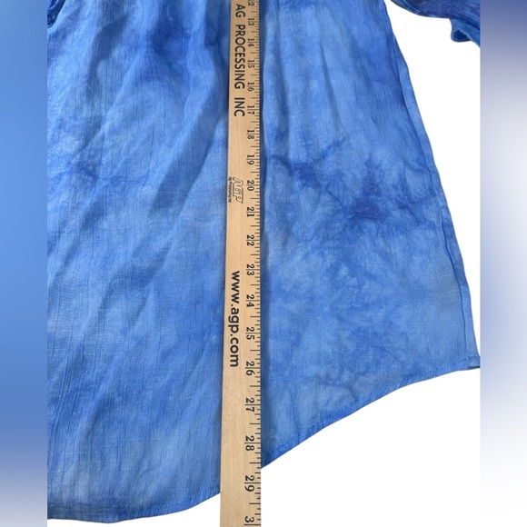 AGB Woman 3X Blue Tie Dye Boho Peasant Top Plus Tunic Blouse Crochet Trim D226 - Picture 6 of 10